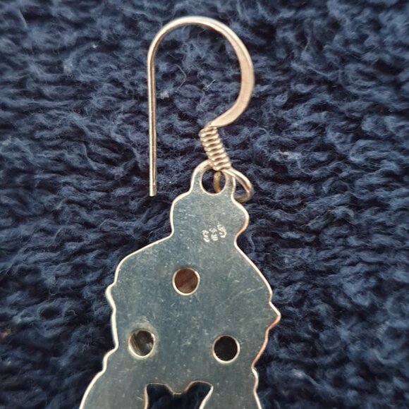 Victorian Genuine NATURAL Garnet, Rhodolite & Variscite 925 Silver Earrings - Picture 8 of 14